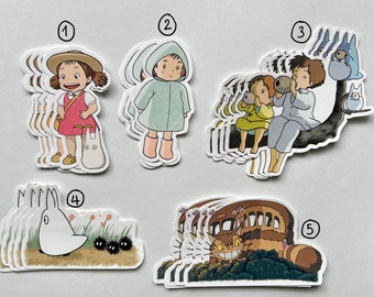 My Neighbor Totoro stickers (Die cut)| Little Totoro, Mei-chan, Satsuski, Catbus| Water-resistant stickers