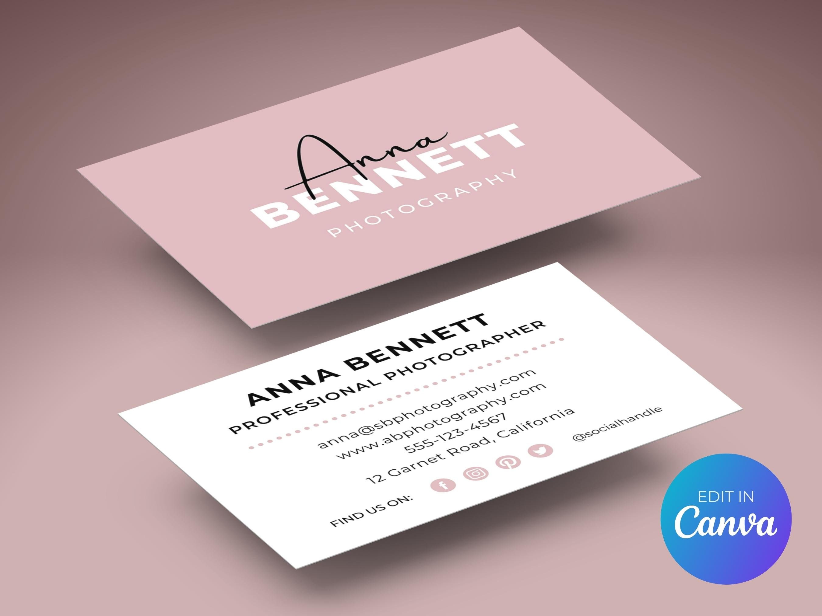 Pink Modern Business Card Template Personal Minimalist Business
