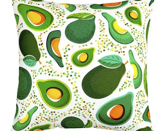 Avocado Pillow Case Cover, Nature Tropical Fruits Sofa Cushion Cover, Watercolor Botanical Green Polka Dots Pillow Cover, Handmade