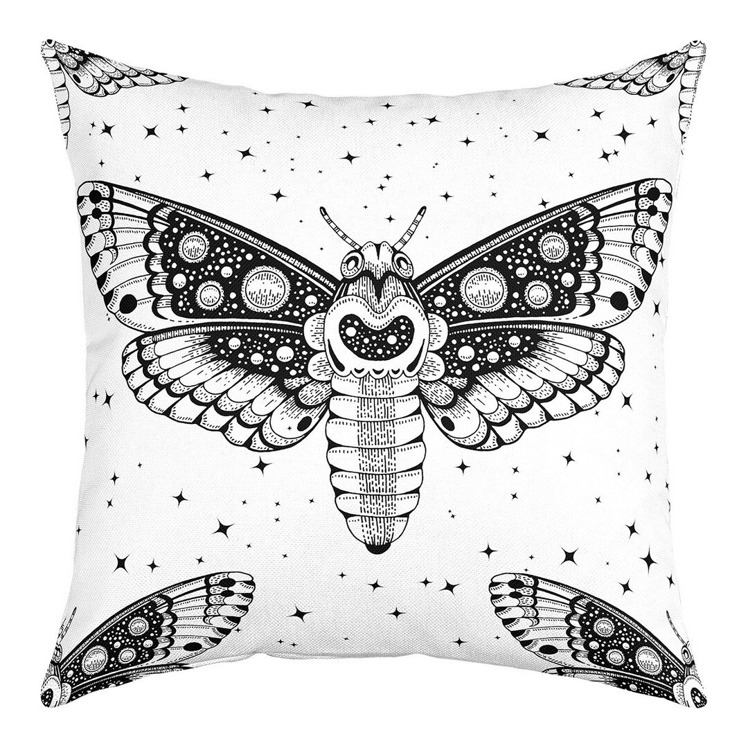 Moth Handmade Pillow Case Cover, Gothic Animal Skull Sofa Cushion Cover