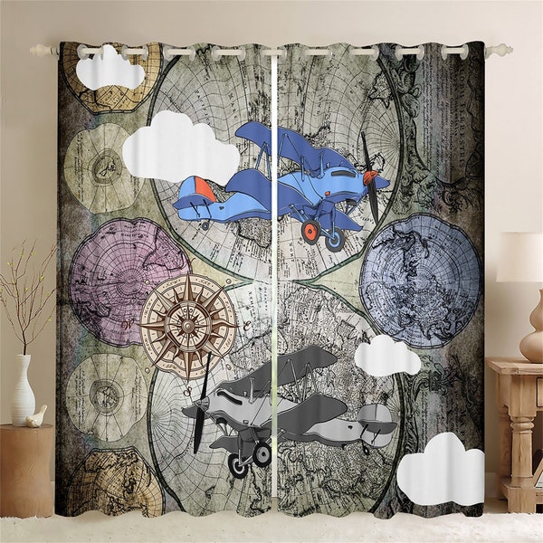 Compass Map Curtain - Etsy