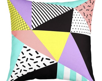 Colorful Geometric Pillow Case Cover, Artistic Triangle Splicing Pillow Cover, Modern Abstract Minimalism Style Sofa Cushion Cover, Handmade