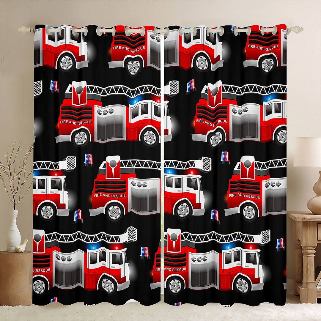 Firefighting Truck Window Curtain Set Fire Engine Equipment Etsy