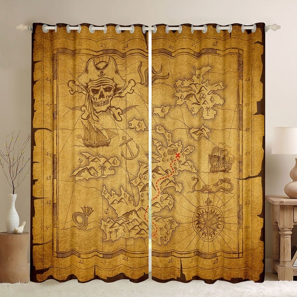 Compass Map Curtain - Etsy