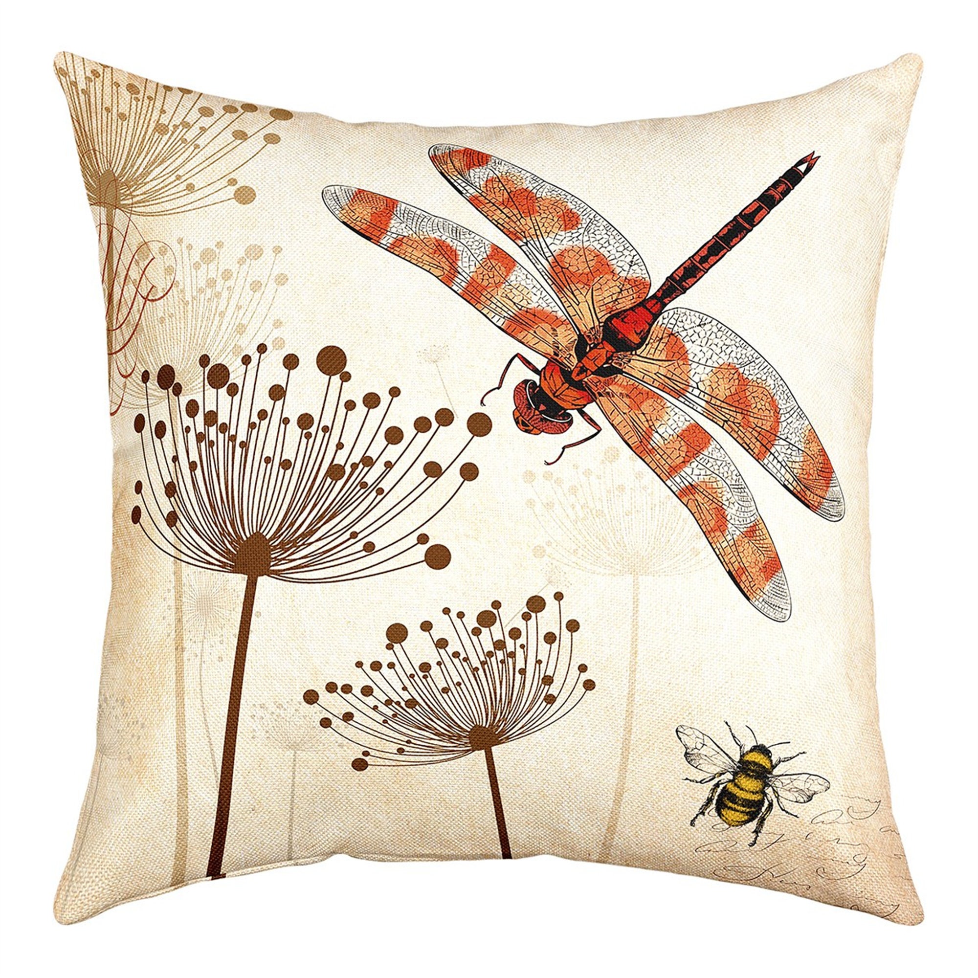 Watercolor Dragonfly Pillow Case Cover Jungle Flower Botanical Animal Cushion Cover Retro Floral Rustic Farmhouse Pillow Cover Handmade Etsy
