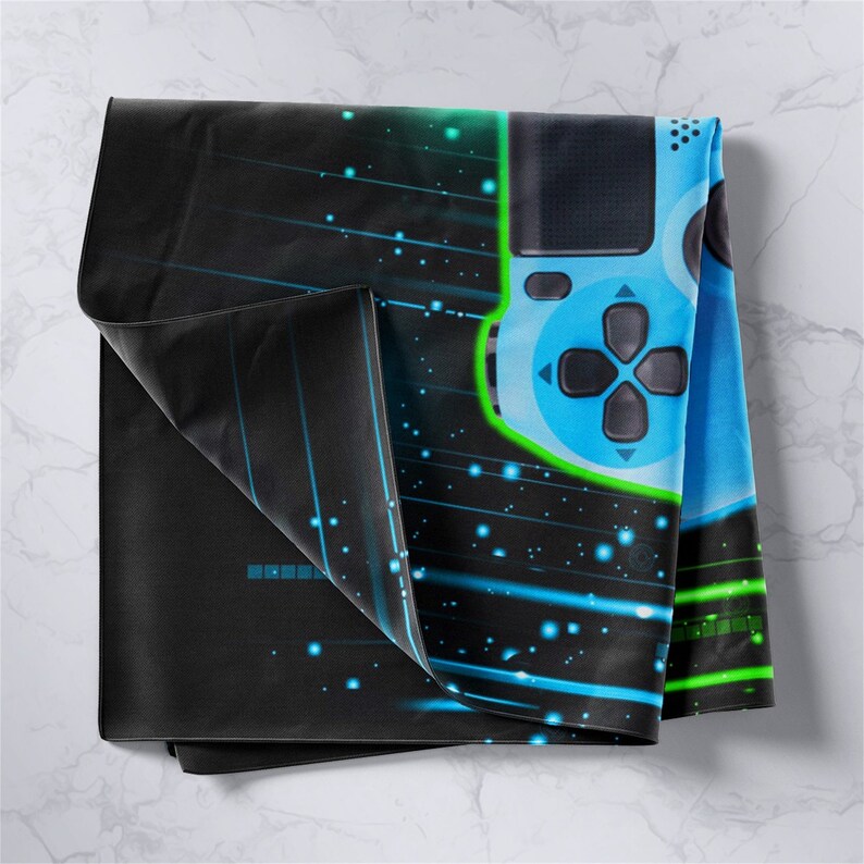 Game Pad Handmade Wall Blankets Tapestries, Video Gaming Controller Wall Hangings, Green Blue