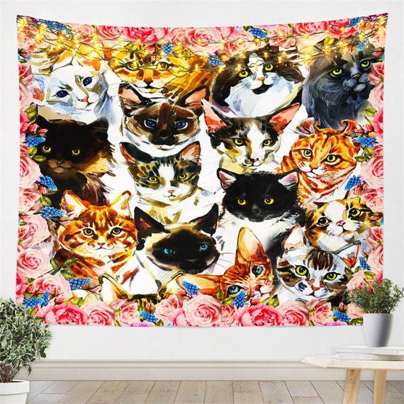 Wall tapestry cat sale