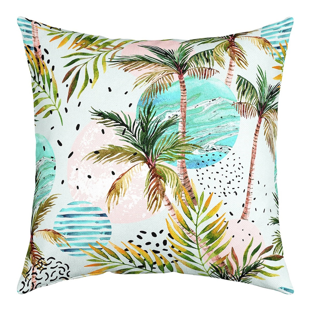 Palm Tree Handmade Pillow Case Cover, Hawaiian Tropical Botanical Plant