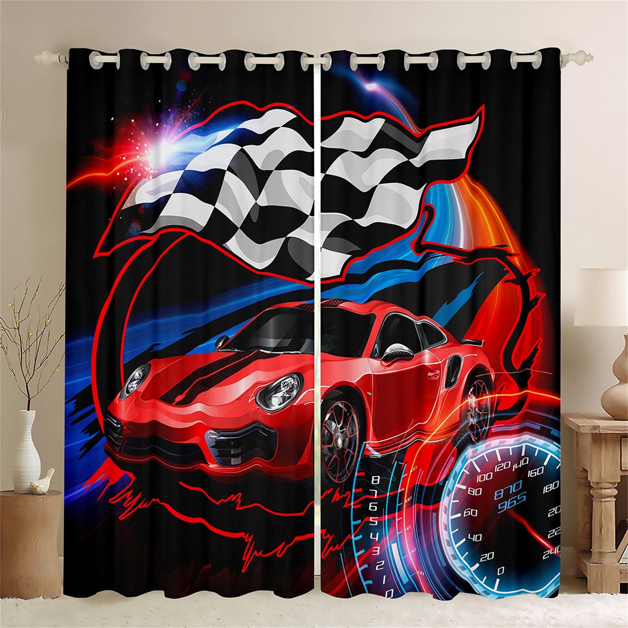 Race Car Blackout Curtains for Boys Kids Cool Sports Car Curtains Girl Man  Extreme Sports Window Cur…See more Race Car Blackout Curtains for Boys Kids