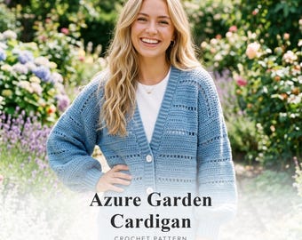 Azure Garden Virkad koftamönster, Stor Spetströja (PDF-nedladdning)