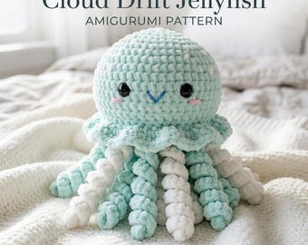 Virkmönster för maneter i PDF-format, syfri amigurumi-plysch, kawaii havsdjursleksak (digital nedladdning)