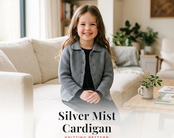 Stickmönster för kofta med silverfärgad krage, texturerad babytröja (PDF-nedladdning)