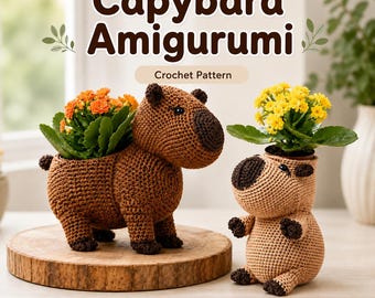 Patrón de Ganchillo Amigurumi Capibara, Peluche de Capibara de Pie y Sentado, Patrón PDF Animal DIY