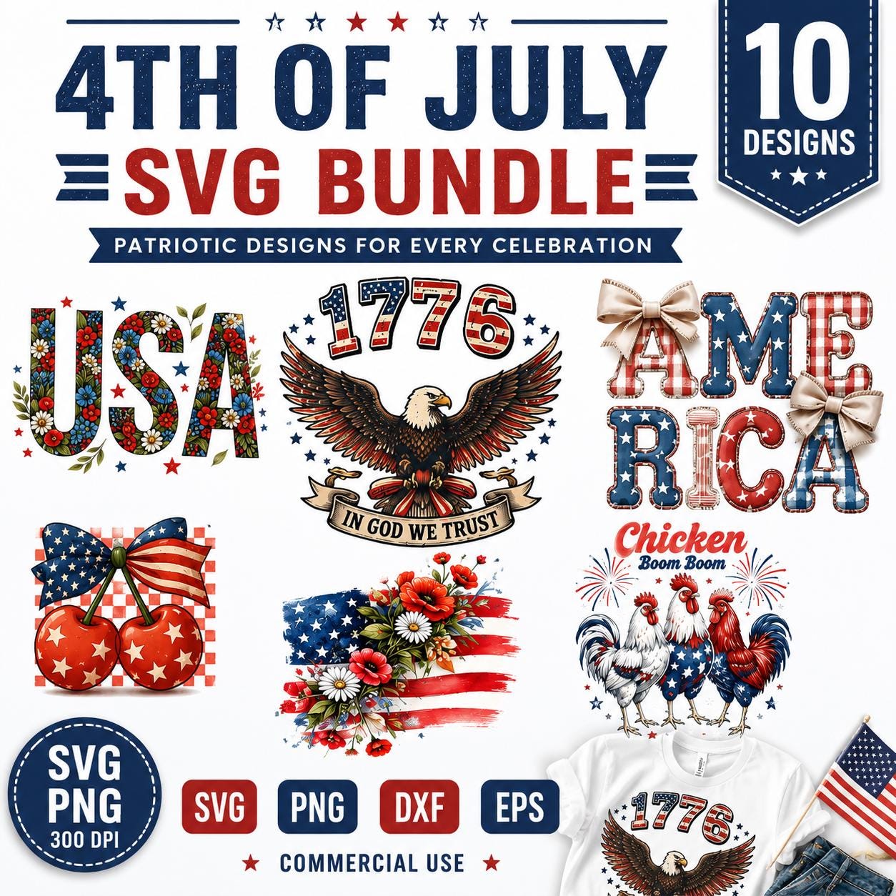 4th of July SVG Bundle, Retro Patriotic USA Designs, Independence Day ...