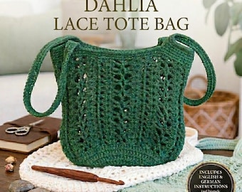 Virkmönster för Dahlia Lace Tote Bag i PDF-format (instruktioner på engelska och tyska)