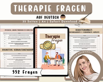 Therapie Fragen deutsch Beratungsgespräch Therapeut Arbeitsblätter Psychotherapie Material Coaching Tools Mentale Gesundheit Psychologie CBT