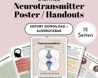 Neurotransmitter Psychoedukation Therapie Poster für Psychotherapie Ergotherapie Beratung Coaching digitale Therapiematerial Vorlage CBT PDF