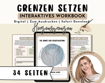 Setting Boundaries Workbook German, Therapy Diary Communication, Mental Health, Therapy Occupational Therapy Coaching & Psychotherapy Tool
