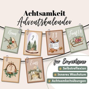 Mindfulness Advent Calendar for Adults, 24 Days of Self-Care & Reflection, DIY Printable, Christmas Gift Idea