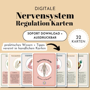 Nervensystem Regulation Therapie Karten Polyvagal Theorie Vagusnerv Tools für Psychotherapie Beratung Coaching Emotionsregulation CBT PDF A6