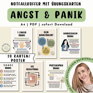 Trousse d'urgence pour l'anxiété et la panique · Cartes de thérapie, affiches · Modèles de coaching · Santé mentale · Cartes de pleine conscience · Psychologie · TCC, TCD