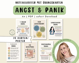 Notfallkoffer Angst & Panik · Therapie Karten, Poster · Coaching Vorlagen · Mentale Gesundheit · Achtsamkeitskarten · Psychologie · DBT, CBT