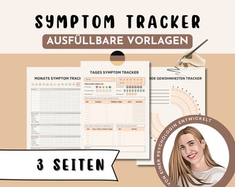 Symptom Tracker + Habit Tracker German Mental Health Journal Health Plan for Anxiety Trauma Stress Depression Headaches PDF