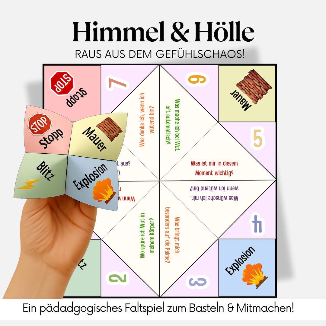 Heaven \u0026 Hell Game for Children (PDF) | Learn Emotions and Coping Skills  Through Play | Craft Game for School, Coaching, Therapy, and Daycare - Etsy, image size:1080x1080