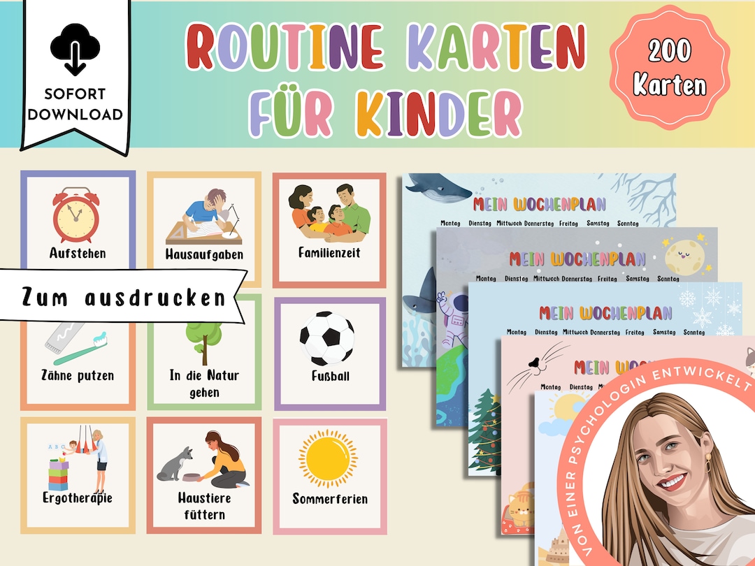 Routine Karten Kinder Zum Ausdrucken Wochenplan Kinder - Etsy UK
