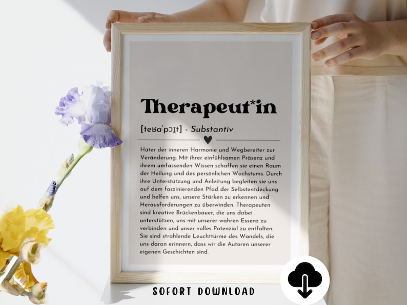 Therapeut Definition Poster Geschenk Mentale Gesundheit Psychotherapie
