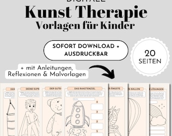 Art Therapy Template Children Emotion Regulation Fear Anger Panic CBT Reflection Tools for Psychotherapy Counseling Coaching Practice Digital PDF