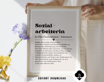 Social Worker Definition Poster Gift · Mental Health · Mindfulness Self-Care Self-Love Social Work Health Psychology Pdf