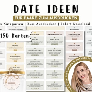 Date Ideen Romantische Geschenke, DIY Geschenk für Partner, Hochzeit, Männer, Frauen, Freundin, Paare, Jahrestag, Karten Download deutsch