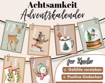 Mindfulness Advent Calendar for Children, 24 Days of Self-Love, Understanding Feelings & Thoughts, DIY, Christmas Gift Idea