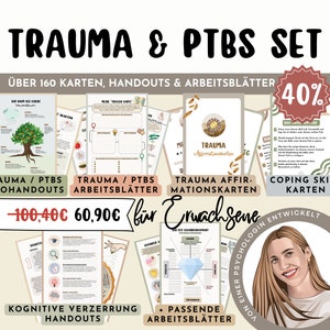 Trauma TEPT Herramientas de psicoterapia Alemán, Tarjetas de terapia Hojas de trabajo Habilidades de afrontamiento Ansiedad Terapia ocupacional Psicología Salud mental TCC