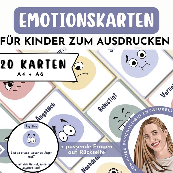 Emotionskarten zum ausdrucken · Emotionen Kinder · Gefühlskarten Kinder · Psychologie · Achtsamkeit Kinder · Mentale Gesundheit · DBT, CBT