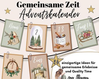 Advent calendar for couples to make together, mindfulness DIY gift idea for Advent, 24-day quality time calendar, PDF download