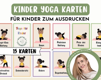 Yoga Übungen Kinder zum ausdrucken Yoga Karten Kinder PDF Kinderyoga Karten Entspannung für Kinder Meditation Achtsamkeit Mentale Gesundheit