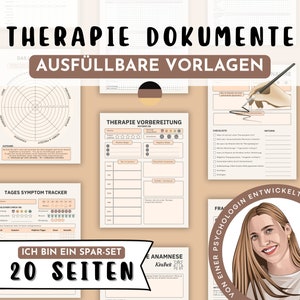 Therapy templates psychotherapy material German for therapist psychotherapist occupational therapy coaching tools health psychology PDF protocol