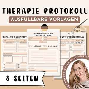 Therapy Protocol Templates Psychotherapy Material German for Therapist Psychotherapist Occupational Therapy Coaching Tools Health Psychology PDF