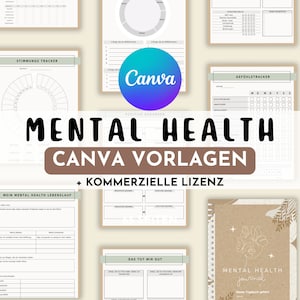 Canva Template Mental Health Journal digital planner German · Psychotherapy, Occupational Therapy, Psychology Coaching · Workbook Canva Templates