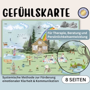 Gevoelskaart, systemische methode, therapiemethodekoffer, psychotherapie, consultatie, coaching, digitale sjabloon, gemoedstoestandkaart, Duitse PDF