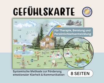 Feeling map, systemic method, therapy, method toolkit, psychotherapy, counseling, coaching, digital template, well-being map (German PDF)