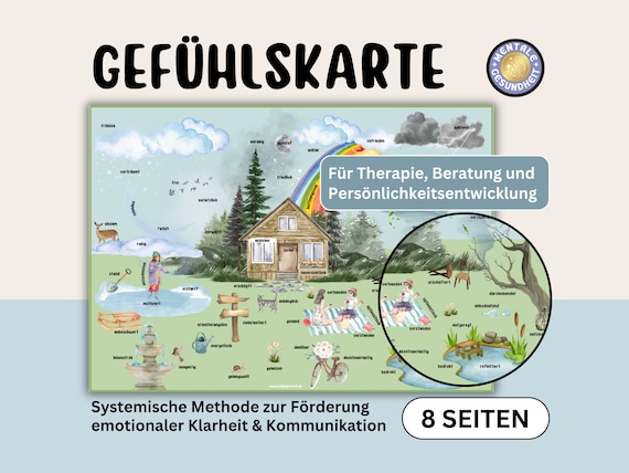Gefühlskarte Systemische Methode Therapie Methodenkoffer Psychotherapie Beratung Coaching digitale Vorlage Befindlichkeitskarte deutsch PDF