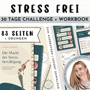 Stress Journal digital Download Pdf Relaxation Gift Woman Self-love Mindfulness Meditation Breathing Technique Mental Health Stress Relief