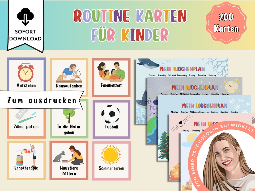 Routine Karten Kinder Zum Ausdrucken Wochenplan Kinder - Etsy