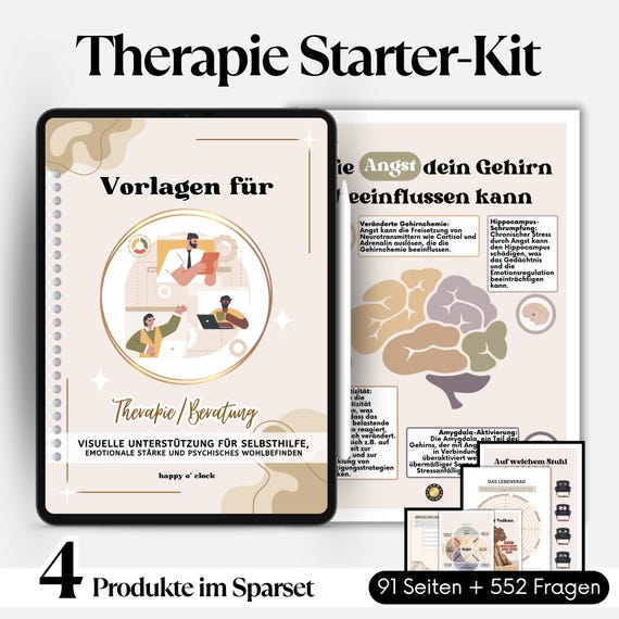 Therapie Starter-Kit für Psychologen & Berater (PDF) | Praxisvorlagen, Fragenkatalog + Handouts | Digitales Tool für Therapie und Coaching