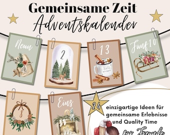 Advent calendar: Time together for friends to make yourself, mindfulness DIY gift idea Advent, Quality Time Calendar, PDF Download