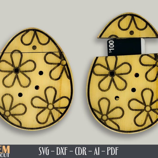 Easter Gift Card Holder SVG Laser Cut File Template for Glowforge, Easter SVG Egg & Bunny Shaped Gift Card Holder, Easter Gifts for Teens