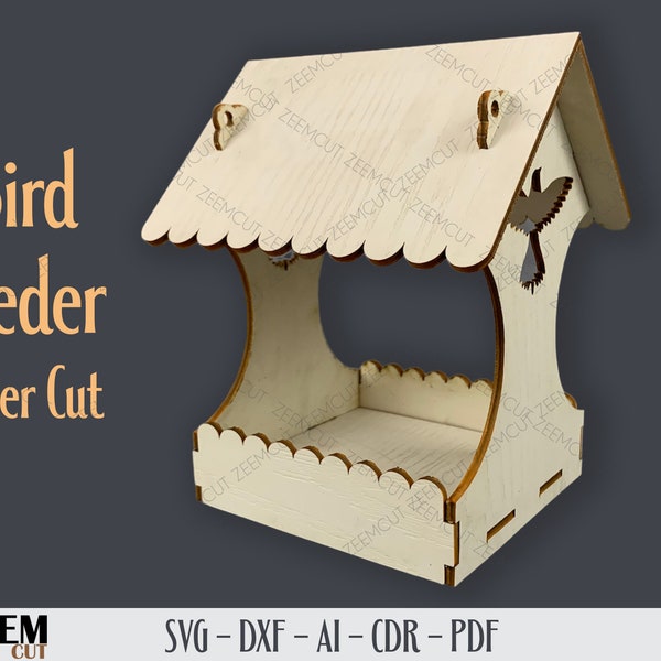 Bird Feeder House SVG Template Laser Cutting Files for Glowforge, CNC Routing and other Laser Cutting Machines dxf, ai, svg, cdr, png, pdf